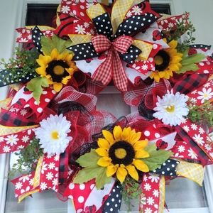 Spring Ladybug Wreath for Front Door